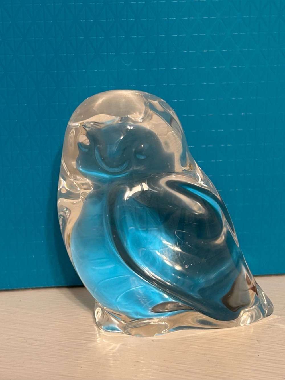 Vintage Lead Crystal Snow Owl  Figurine Paperweight
